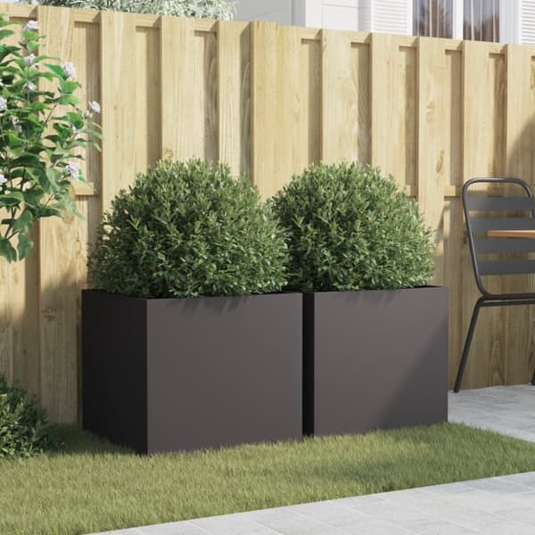 vidaXL plantekasser 2 stk. 49x47x46 cm koldvalset stål sort -  Plantekrukker