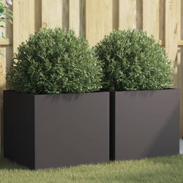 vidaXL plantekasser 2 stk. 49x47x46 cm koldvalset stål sort -  Plantekrukker