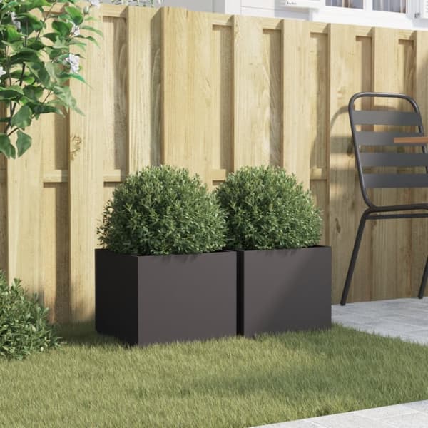 vidaXL plantekasser 2 stk. 32x30x29 cm koldvalset stål sort -  Plantekrukker