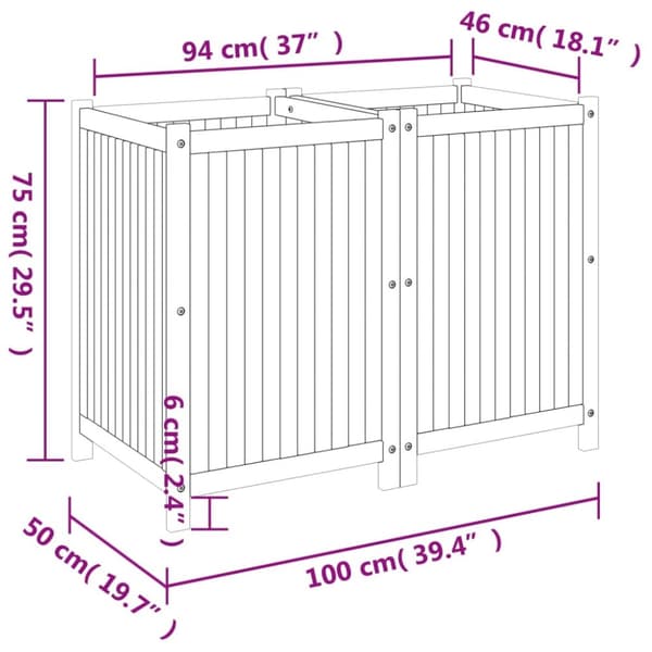 vidaXL plantekasse med for 100x50x75 cm massivt akacietræ - Plantekrukker
