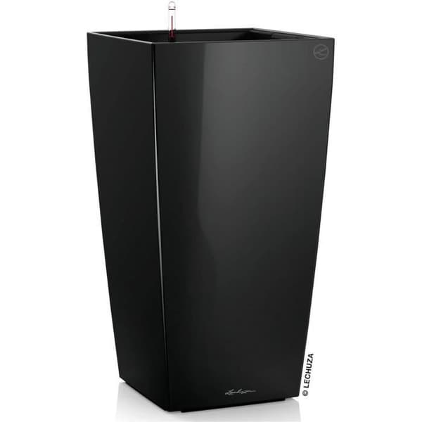LECHUZA Cubico Premium 50 blomkruka - komplett set, blank svart