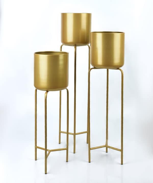 SWEN GOLD Sæt med 3 betræk på stativ 19xh77cm/19xh66cm/19xh55cm