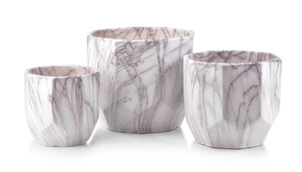 NEVA MARMOR SÆT MED 3 POTTER XL:25XH23/L:20XH19/M:15XH16CM