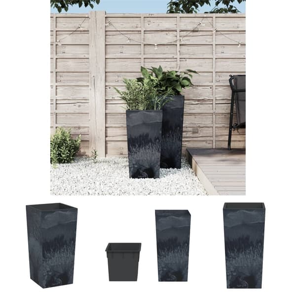 The Living Store Blomkruka avtagbar insida antracit 11/26,5 L PP betonglook -  Krukor & odlingslådor
