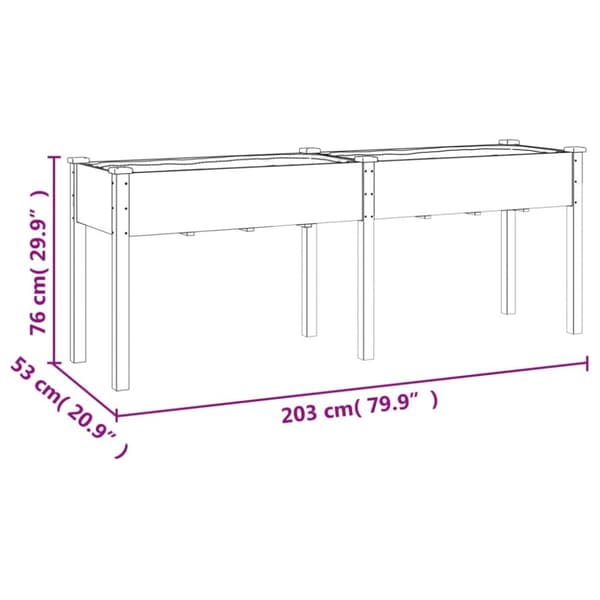 The Living Store plantekasse med foring 203x53x76 cm massivt fyrretræ - Plantekrukker
