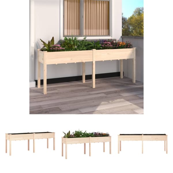 The Living Store plantekasse med foring 203x53x76 cm massivt fyrretræ - Plantekrukker