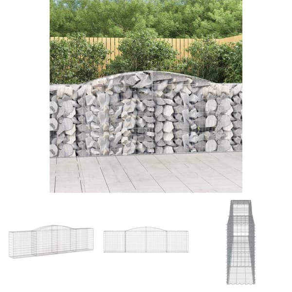 The Living Store Gabion bågformad 400x50x100/120 cm galvaniserat järn -  Krukor & odlingslådor
