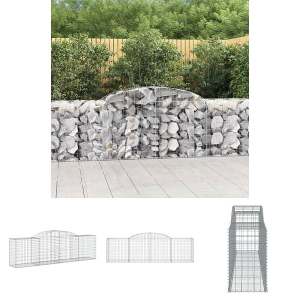 The Living Store Gabion bågformad 300x50x80/100 cm galvaniserat järn -  Krukor & odlingslådor
