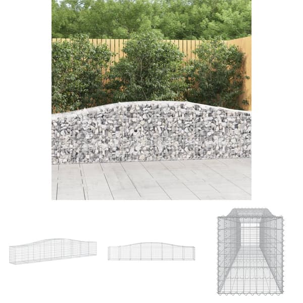 The Living Store buet gabionkurv 400x50x60/80 cm galvaniseret jern -  Plantekrukker