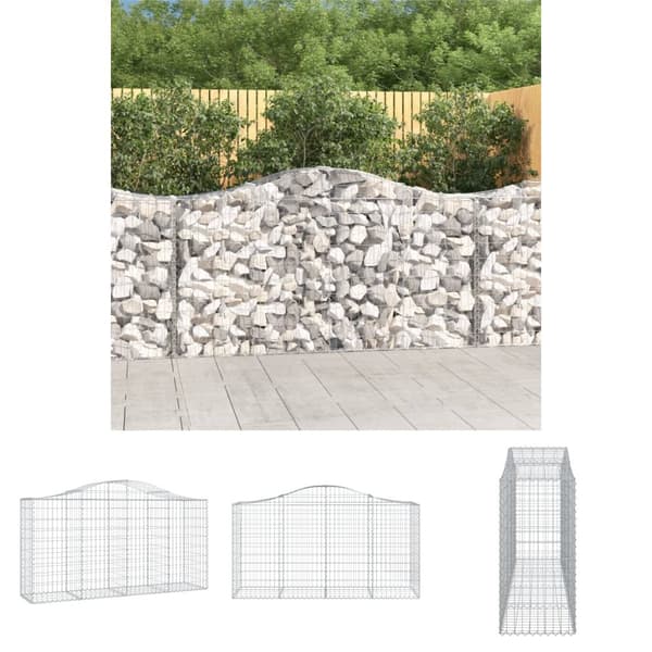 The Living Store Gabion bågformad 200x50x100/120 cm galvaniserat järn -  Krukor & odlingslådor