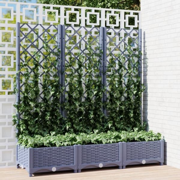 The Living Store plantekasse med espalier 120x40x121,5 cm PP mørkegrå -  Plantekrukker