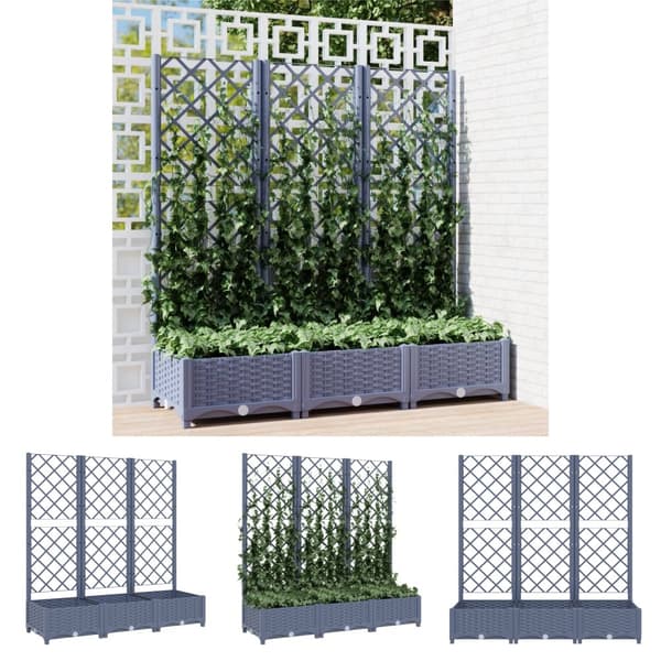 The Living Store plantekasse med espalier 120x40x121,5 cm PP mørkegrå -  Plantekrukker