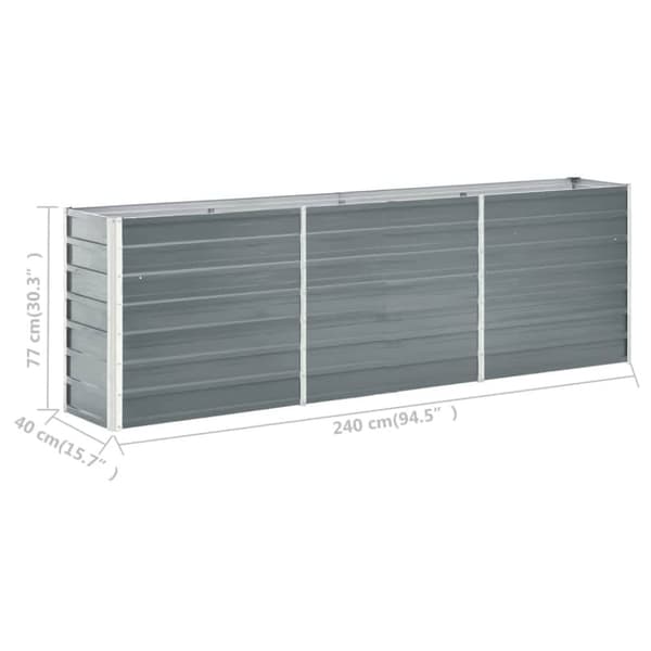 The Living Store høj plantekasse 240x40x77 cm galvaniseret stål grå -  Plantekrukker