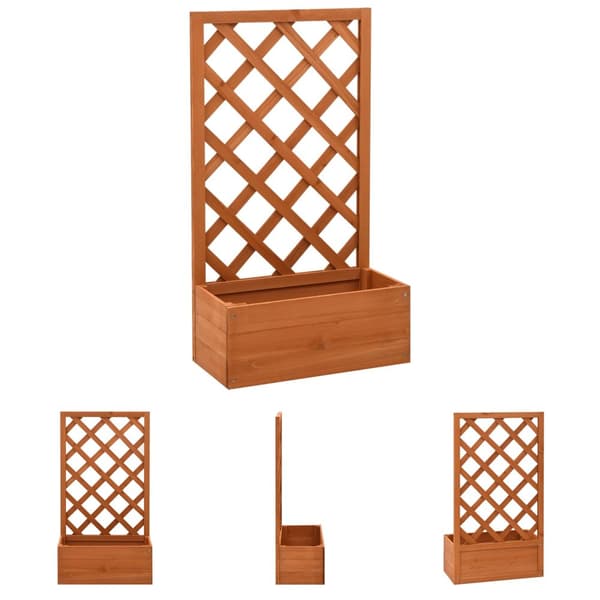 The Living Store Odlingslåda med spaljé orange 50x25x90 cm massivt granträ -  Krukor & odlingslådor