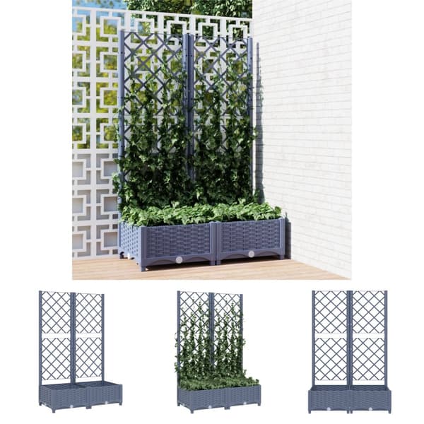 The Living Store plantekasse med espalier 80x40x121,5 cm PP mørkegrå -  Plantekrukker