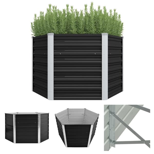 The Living Store hævet plantekasse 129x129x77 cm galvaniseret stål antracitgrå -  Plantekrukker