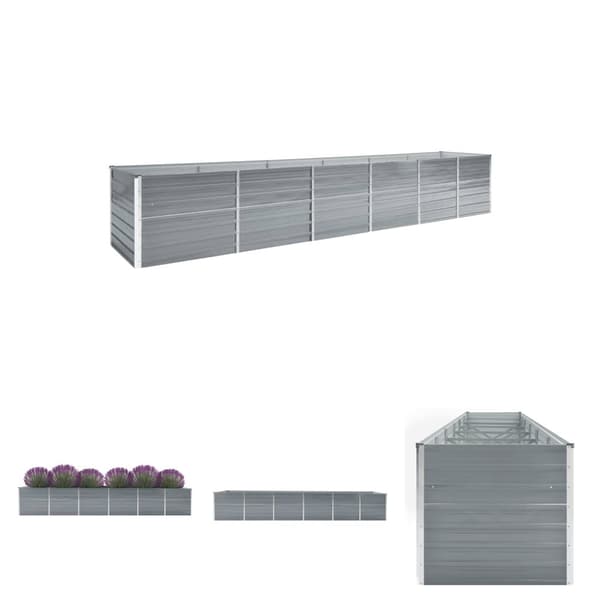 The Living Store forhøjet plantekasse 480x80x77 cm galvaniseret stål grå -  Plantekrukker