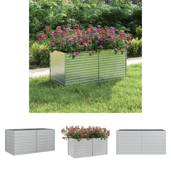 The Living Store højbed 160x80x77 cm galvaniseret stål sølvfarvet -  Plantekrukker