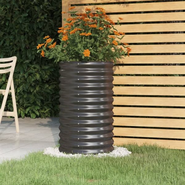 The Living Store plantekrukke 40x40x68 cm pulverlakeret stål antracitgrå - Plantekrukker