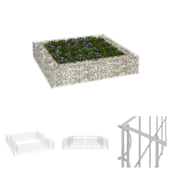 The Living Store gabion-højbed 100x100x20 cm galvaniseret stål -  Plantekrukker