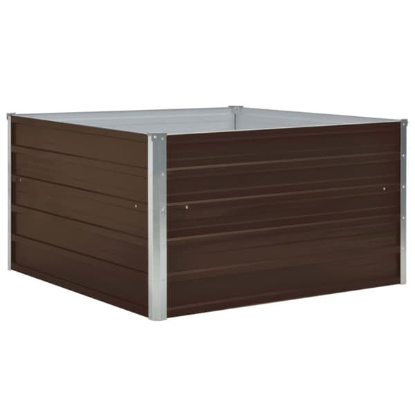 The Living Store forhøjet plantekasse 100 x 100 x 45 cm galvaniseret stål brun - Plantekrukker