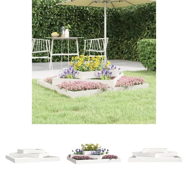 The Living Store plantekasse 112x112x27 cm massivt fyrretræ hvid -  Plantekrukker