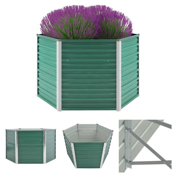 The Living Store forhøjet plantekasse 129x129x77 cm galvaniseret stål grøn -  Plantekrukker