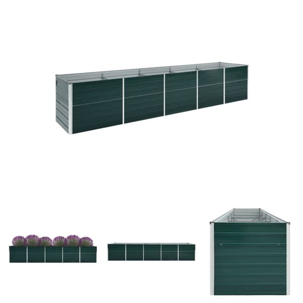 The Living Store forhøjet plantekasse 400x80x77 cm galvaniseret stål grøn -  Plantekrukker