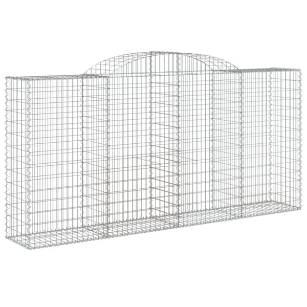 The Living Store buede gabionkurve 2 stk. 300x50x140/160 cm galvaniseret jern - Plantekrukker