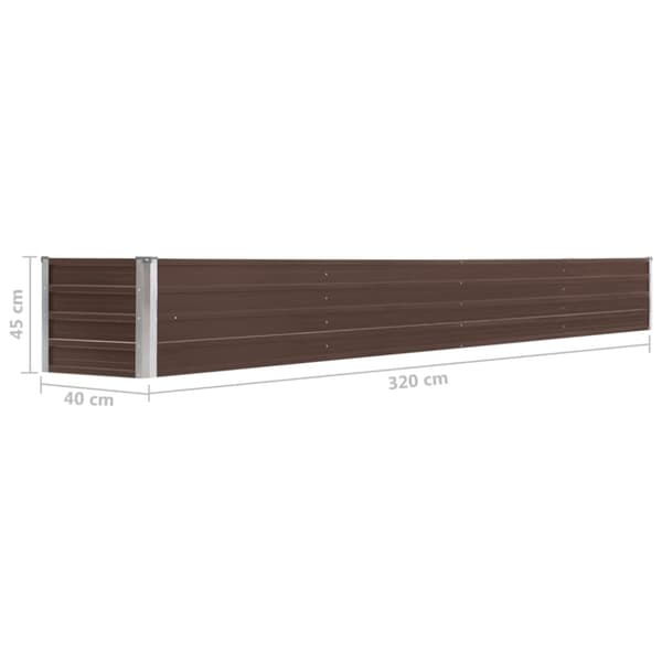 The Living Store forhøjet plantekasse 320x40x45 cm galvaniseret stål brun -  Plantekrukker