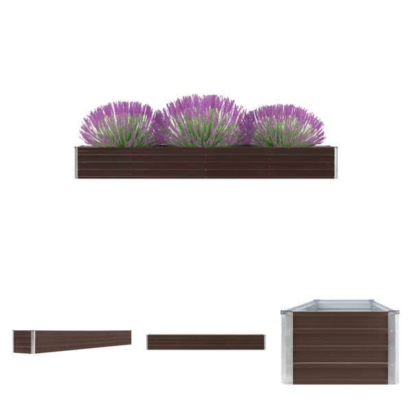The Living Store forhøjet plantekasse 320x40x45 cm galvaniseret stål brun -  Plantekrukker