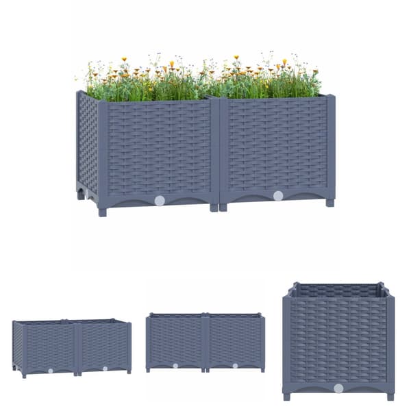The Living Store højbed 80x40x38 cm polypropylen -  Plantekrukker
