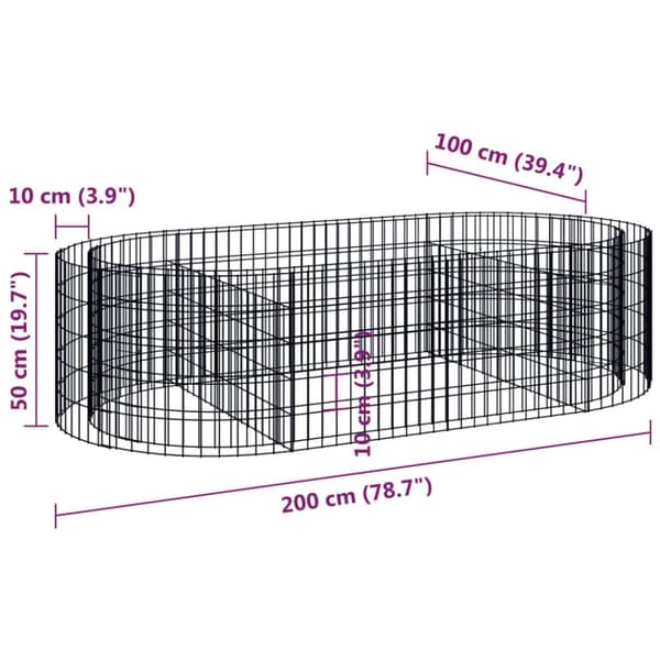 The Living Store gabion-højbed 200x100x50 cm galvaniseret jern -  Plantekrukker