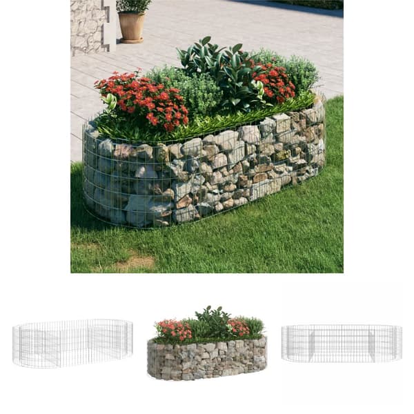 The Living Store gabion-højbed 200x100x50 cm galvaniseret jern -  Plantekrukker