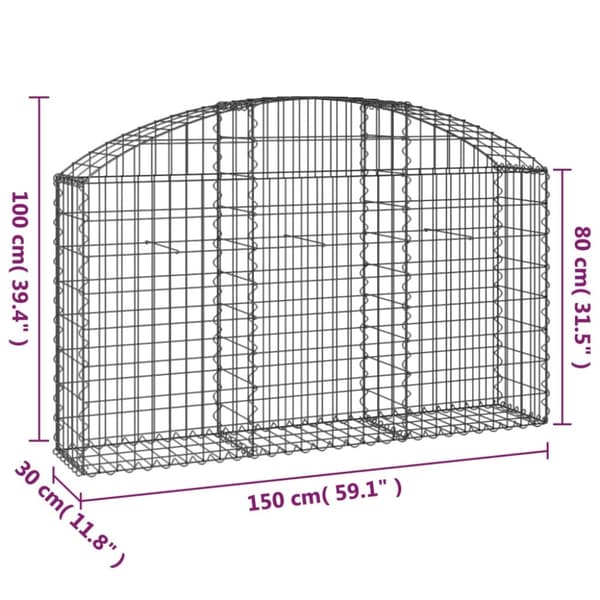 The Living Store buet gabionkurv 150x30x80/100 cm galvaniseret jern -  Plantekrukker