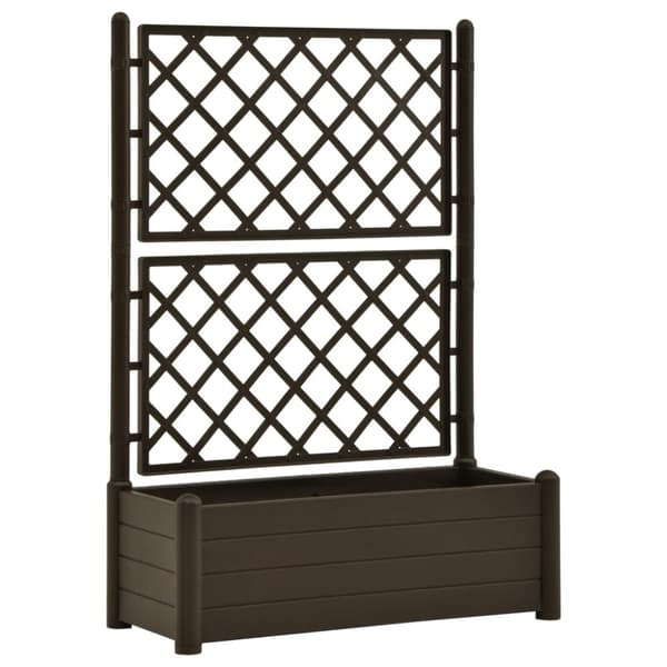 The Living Store plantekasse med espalier 100x43x142 cm PP mokkafarvet -  Plantekrukker