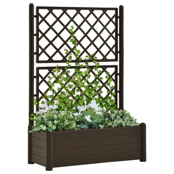 The Living Store plantekasse med espalier 100x43x142 cm PP mokkafarvet -  Plantekrukker
