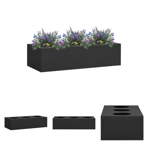 The Living Store plantekasse til kontor 90x40x23 cm stål antracitgrå -  Plantekrukker