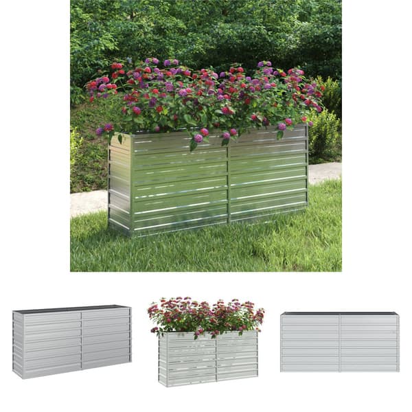 The Living Store højbed 160x40x77 cm galvaniseret stål sølvfarvet -  Plantekrukker