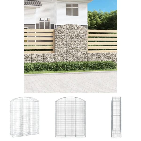 The Living Store buet gabionkurv 150x50x180/200 cm galvaniseret jern -  Plantekrukker