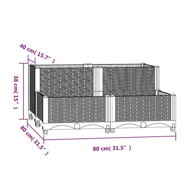 The Living Store Korotettu kukkalaatikko 80x80x38 cm polypropeeni -  Kukkaruukut & istutuslaatikot