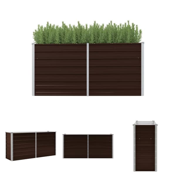 The Living Store hævet plantekasse 160x40x77 cm galvaniseret stål brun -  Plantekrukker