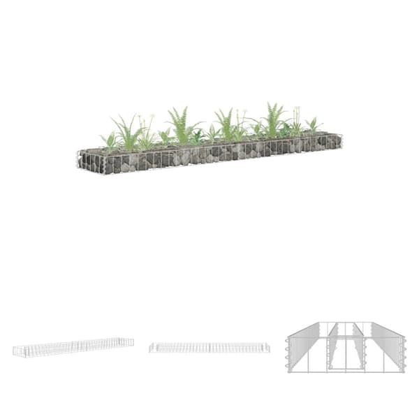 The Living Store gabion-højbed 180x30x10 cm galvaniseret stål - Plantekrukker