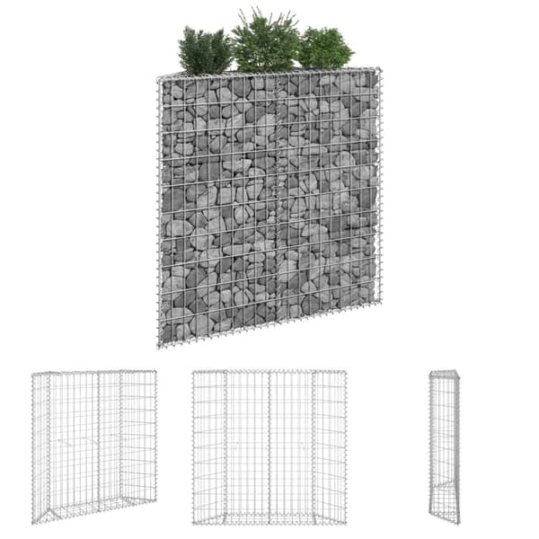 The Living Store Gabion trapets upphöjd galvaniserat stål 100x20x100 cm - Krukor & odlingslådor