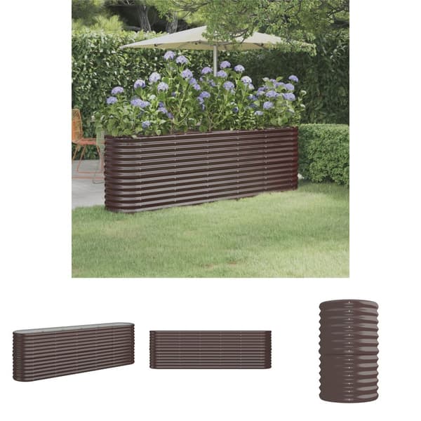 The Living Store Odlingslåda pulverlackerat stål 224x40x68 cm brun -  Krukor & odlingslådor