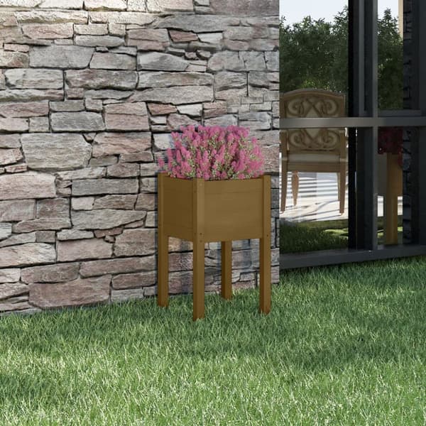 The Living Store Odlingslåda honungsbrun 40x40x70 cm massiv furu - Krukor & odlingslådor