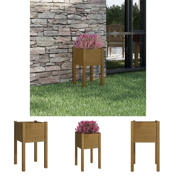 The Living Store Odlingslåda honungsbrun 40x40x70 cm massiv furu - Krukor & odlingslådor