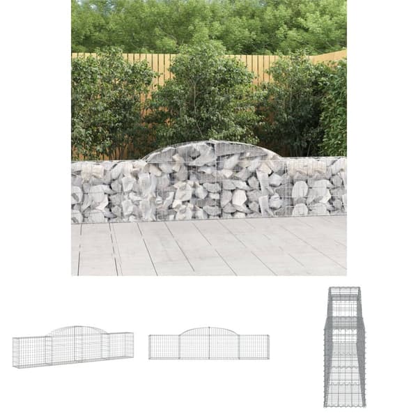 The Living Store buet gabionkurv 300x30x60/80 cm galvaniseret jern -  Plantekrukker