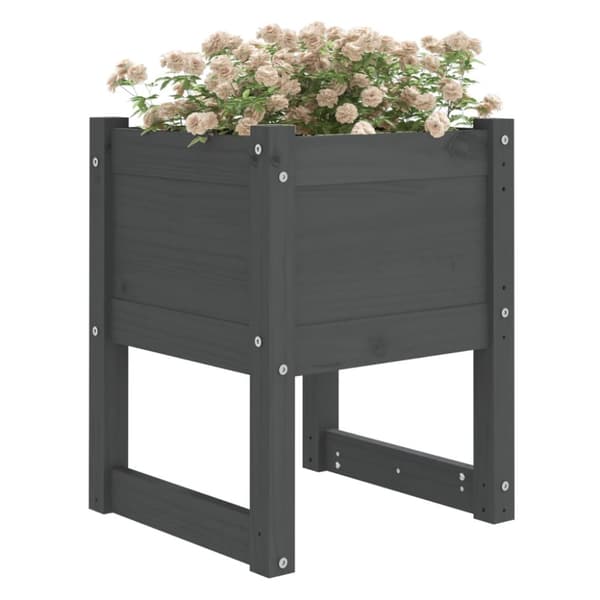 The Living Store plantekasse 40x40x52,5 cm massivt fyrretræ grå - Plantekrukker