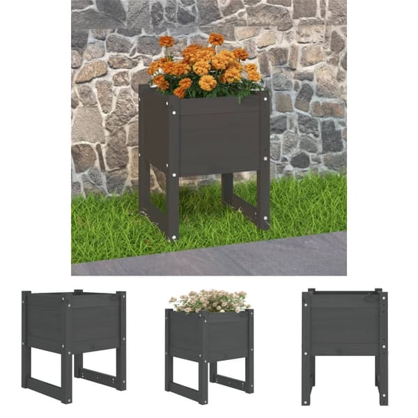 The Living Store plantekasse 40x40x52,5 cm massivt fyrretræ grå - Plantekrukker